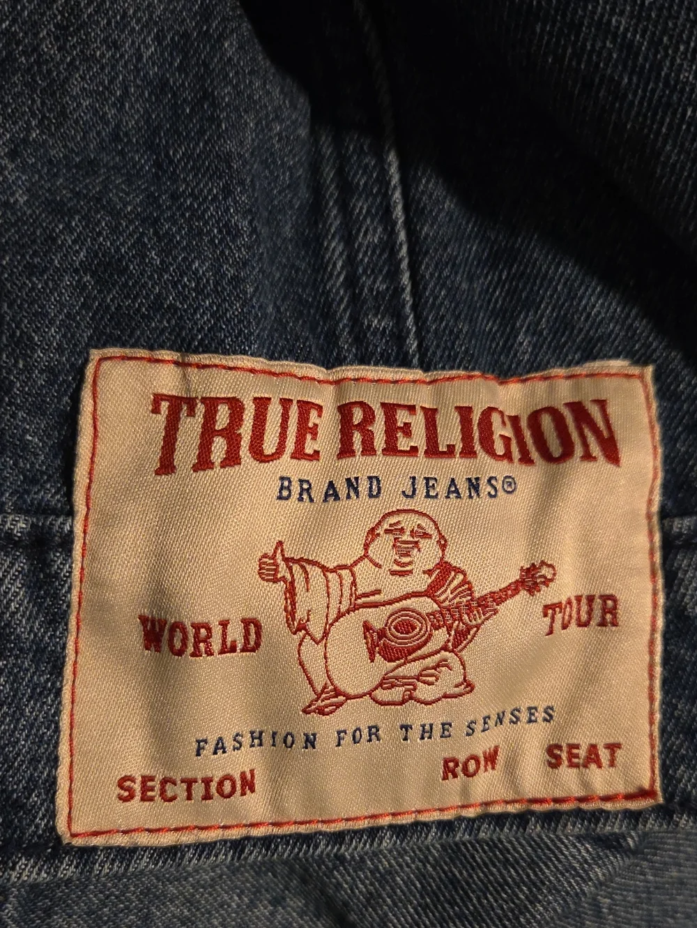 True Religion Mens logo print denim jacket Medium Blue Large